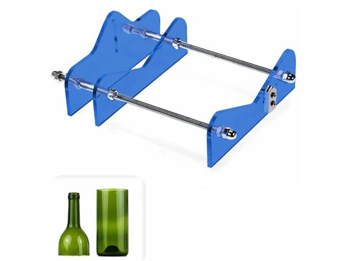 MEOIRUERY Herramienta de Corte para Botellas de Vidrio Profesional, Cortador para Botellas de Vino y Cerveza, en Acrílico y Metal (Azul)