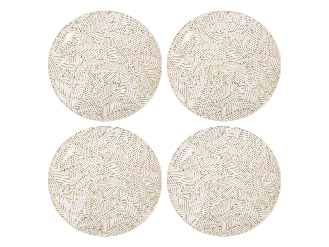 Juego de 4 manteles individuales de PVC antideslizantes, lavables y resistentes al calor, dorados. TRUYUETY