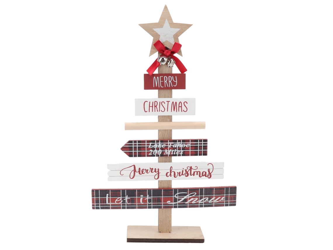 Letrero Navideño De Madera Con Base Decorativa De Mesa, Ideal Para Regalos Y Decoración Del Hogar, Rojo.