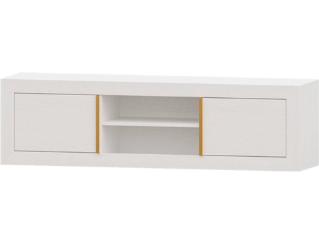Mueble de TV MUEBLAM Niza (180x50x42 cm - Melamina - Blanco y Dorado)