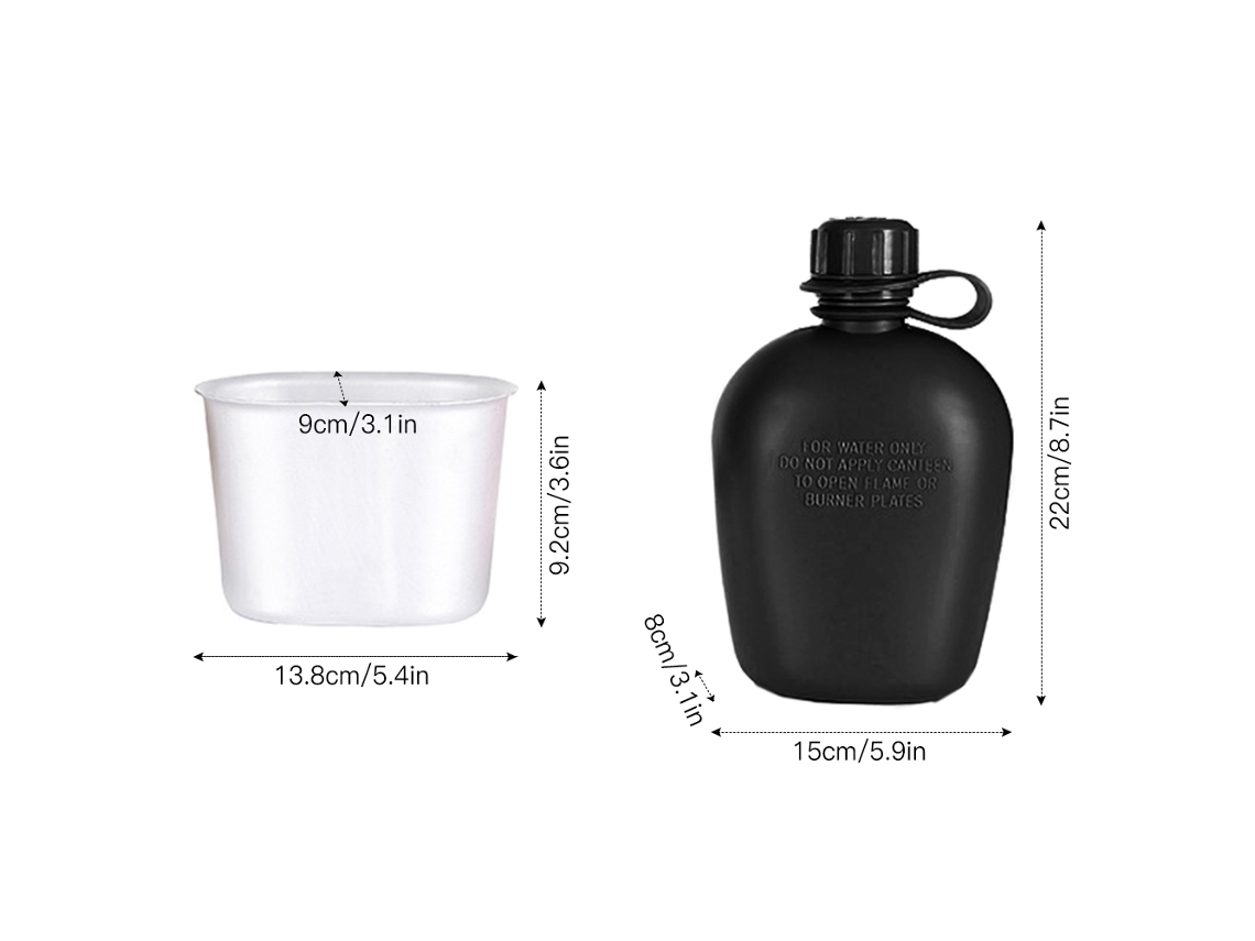 Kit De Cantimplora De 3 Piezas Con Vaso De Aluminio Y Tapa Para Acampar, Hacer Senderismo, Excursionismo Y Supervivencia.