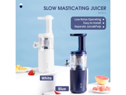Licuadora De Prensado En Frío De Masticación Lenta, Compacta, Fácil De Limpiar, Con Vaso Para Jugo Azul Y Recipiente Para Pulpa.