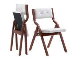 Sillas plegables de madera Succebuy con asientos acolchados, 2 piezas para comedor, color blanco