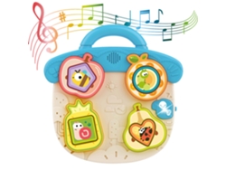 (Azul) Juego de mesa para bebés: Reconocimiento y combinación de formas, con juguete musical inteligente para entrenamiento de sonido