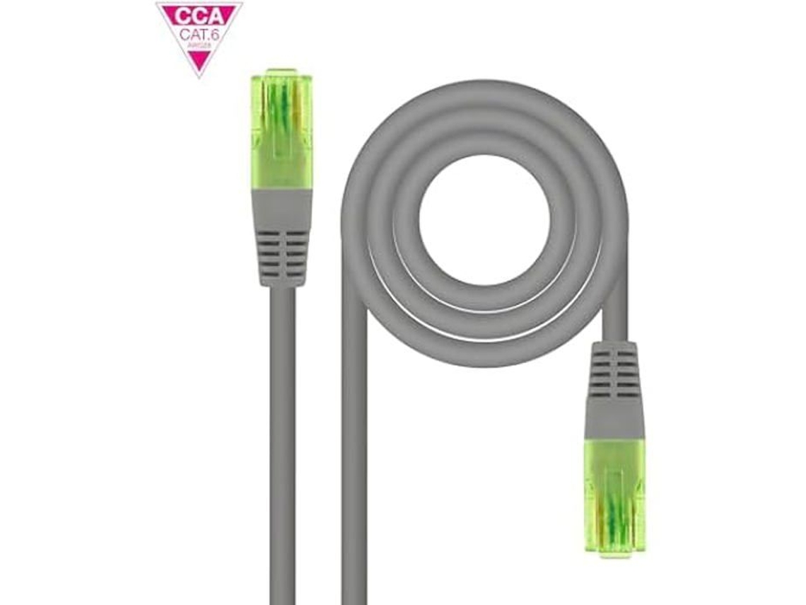 Cable De Red Rj45 Cat.6 Utp Awg26 Cca NANOCABLE Cobre Revestido De Aluminio 10.20.1420 20M Gris