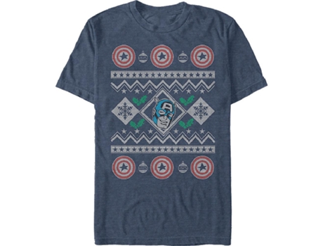 Camiseta ROCKINSTONE Faux Ugly Christmas Sweater Capitán América (XXL)
