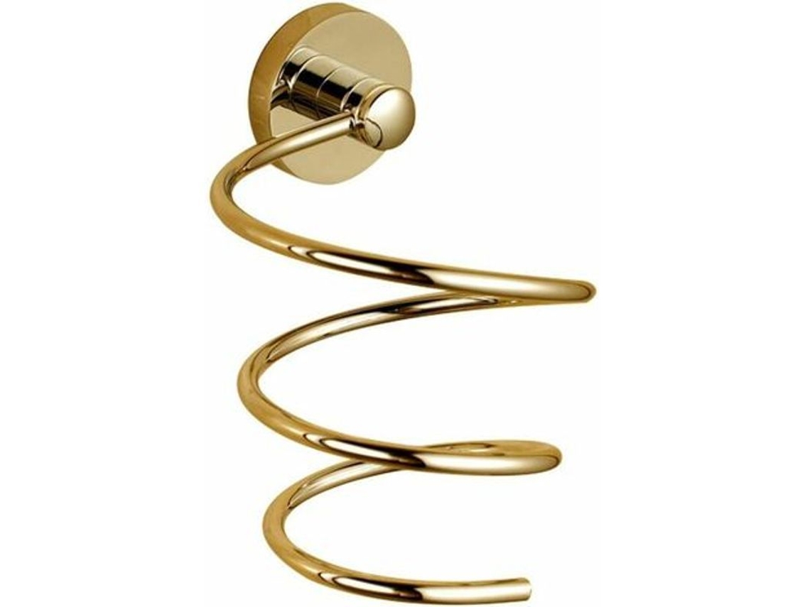 Soporte Para Secador De Pelo De Latón Dorado Antioxidante Con Soporte Para Cable, Para Montaje En Pared.