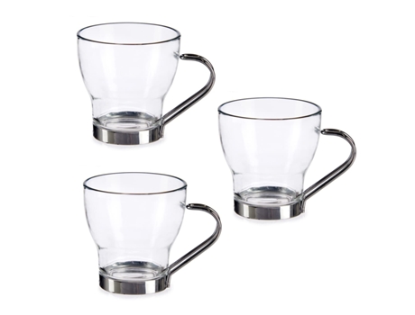 Conjunto de 3 Tazas de Cristal 200 ml 9x8x10 cm TIENDA EURASIA