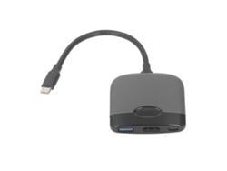 Adaptador Usb-c A 4k Hd, Estación De Acoplamiento 3 En 1 Con Usb 3.0 Y Pd De 55 W, Color Gris Y Negro.