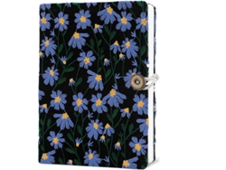Cuaderno de punto bordado en blanco con estampado de margaritas y marcapáginas (tamaño B, A6)