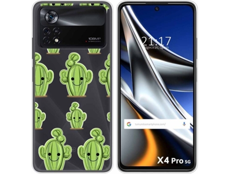 Carcasa para Xiaomi Poco X4 Pro 5G TUMUNDOSMARTPHONE Dibujos Transparente Cactus Multicolor