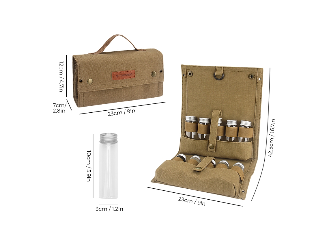 Bolsa Portátil Para Especias Con 10 Frascos De Pet, Organizador Para Camping, Barbacoa Y Picnic.