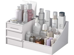 XYVONA Organizador De Maquiagem Elegante Para Vaidade, Caixa De Maquiagem De Design Chique Com Gavetas Profundas Para Penteadeira, Bancada, Banheiro, Branco,