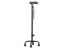 Bastón sonoro extensible de cuatro patas de aleación de aluminio con luz extraíble, 1 unidad, para personas mayores (negro)