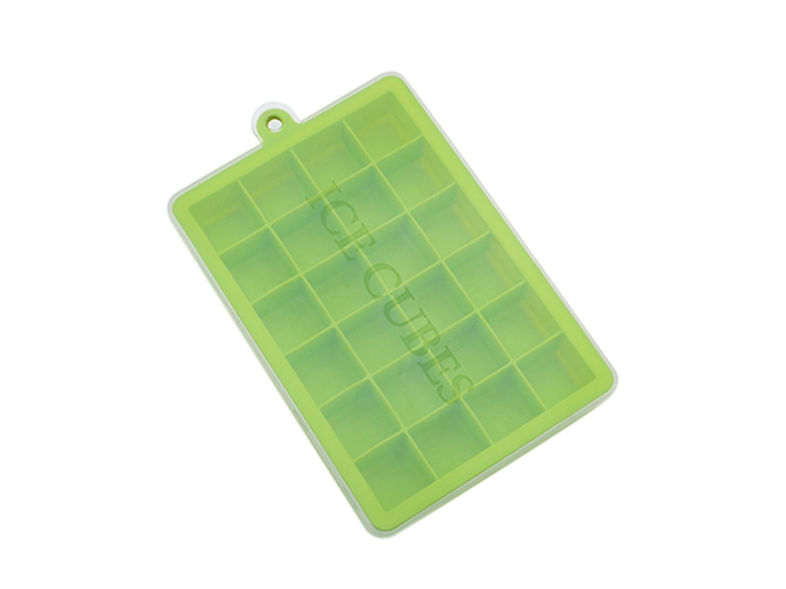 Bandeja para cubitos de hielo de silicona apta para alimentos (verde) con tapa