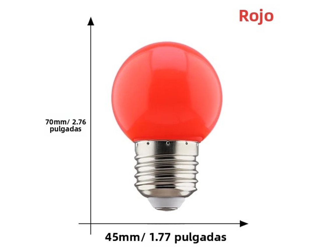 2 bombillas LED de colores G45 E27 de 220 V para lámpara de mesa/luz de noche Mdug (rojas)