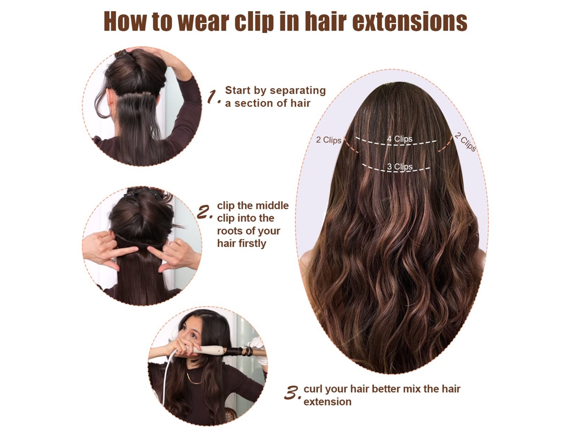 4pcs Cola De Caballo Ondulada Clip-in Para Mujeres, Pelo Natural, Ideal Para Bodas, Fiestas Y Uso Diario