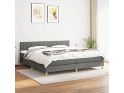Cama Box Spring Con Colchón Tela Gris Oscuro 200x200 Cm