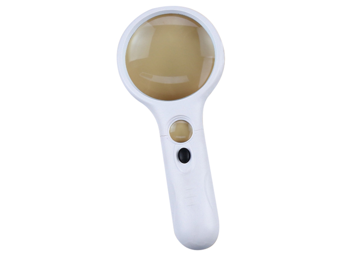 Lupa De Mano 3x 45x Con Luz Led Para Niños Y Ancianos, Material Abs Blanco.