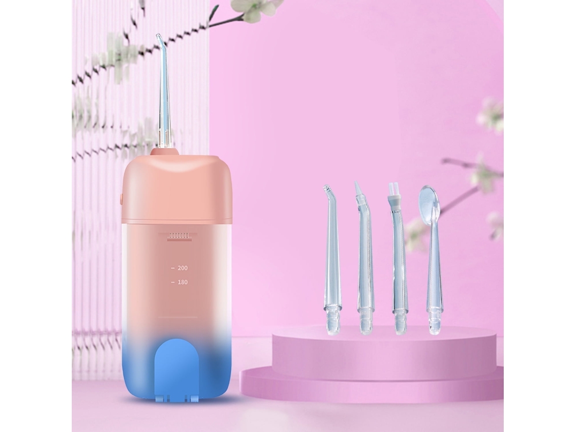Irrigador Bucal Inalámbrico Recargable Agua Flosser Retráctil Rosa SIURN