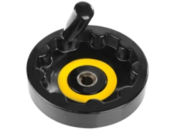 Volante giratorio plegable de plástico negro para tornos