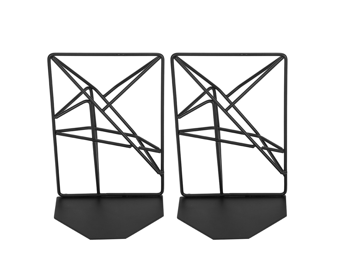Sujetalibros De Metal Con Geometría Sólida Antideslizante Para Taller, Escuela Y Hogar, Color Negro.