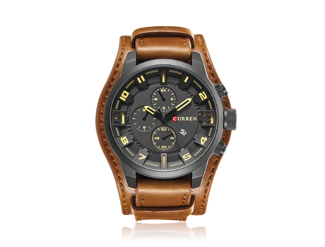 Reloj de moda para hombre, cronógrafo resistente al agua, relojes clásicos para hombre, relojes de negocios informales de cuero, carcasa negra, caq...