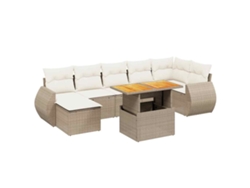 Conjunto 8 de sofás de jardín con cojines beige VIDAXL ratán PE