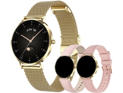 Reloj inteligente CHRONUS T8 Ultra de 1,19" AMOLED con diseño ultradelgado y 3 correas – Dorado