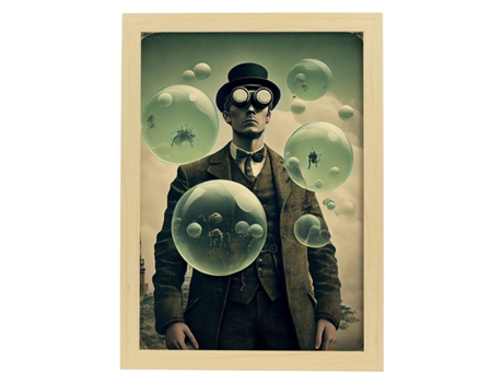 NACNIC Poster Traje Y Sombrero En Estilo Surrealismo Cinematográfico Ilustraciones Y Grabados De Historieta Abstracta Y Artística A4 Marcos Madera