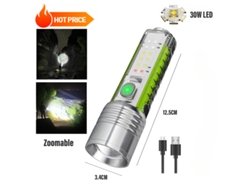 Linterna fluorescente LED superbrillante de 30 W con clip de bolsillo, 8 modos, ideal para emergencias al aire libre. Aeuzwr