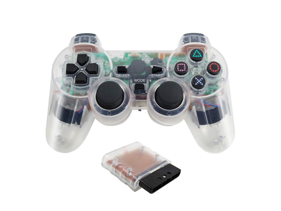 Mando De Juego Inalámbrico Ps2 Con Doble Vibración Color Blanco Cuich