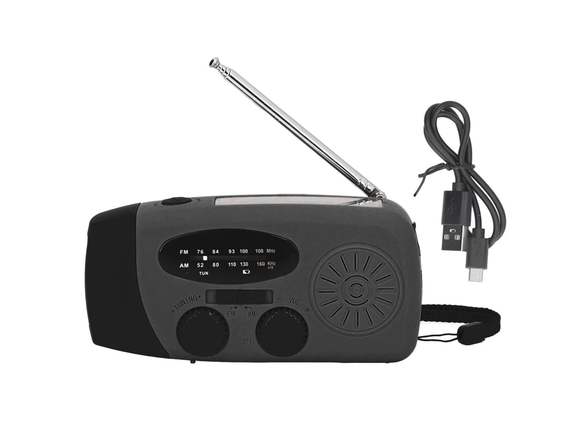 2026-radio De Manivela Solar Con Linterna Led Fm Am Wb Usb Portátil Para Emergencias Negro Japonés