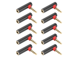 10 Conectores De Audio Macho A Hembra De 3,5 Mm Con Codo De 90 Grados Para Auriculares