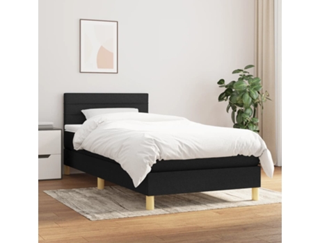 Cama con somier VIDAXL (Negro - Tela - 193 x 90 x 88 cm)