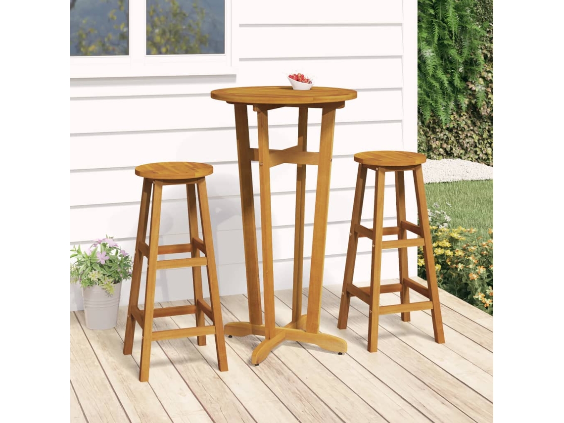 Mesa de bar de jardín de madera maciza de acacia de Ø60 x 105 cm, DKD HOME DECOR
