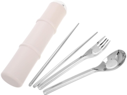 Juego De Tenedor Y Cuchara Inoomp Con Tenedor, Cuchara Y Palillos Reutilizables De Acero Inoxidable Para Llevar,