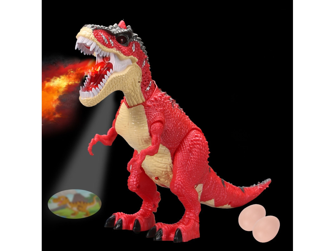 Dan26-juguete De Dinosaurio Con Luz Led, Control Remoto, Proyección De Huevo, Dinamita Y Respiracion De Fuego Para Niños Y Niñas Rojo
