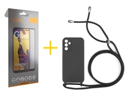 Pack 1 X Película De Vidrio Templado Full Funda Accetel Para Samsung Galaxy A05s 5g Gel Con Cordón Negro