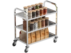Carrito de cocina de 3 niveles, acero inoxidable, 90,5 x 50,5 x 88,2 cm, color plata VISTA