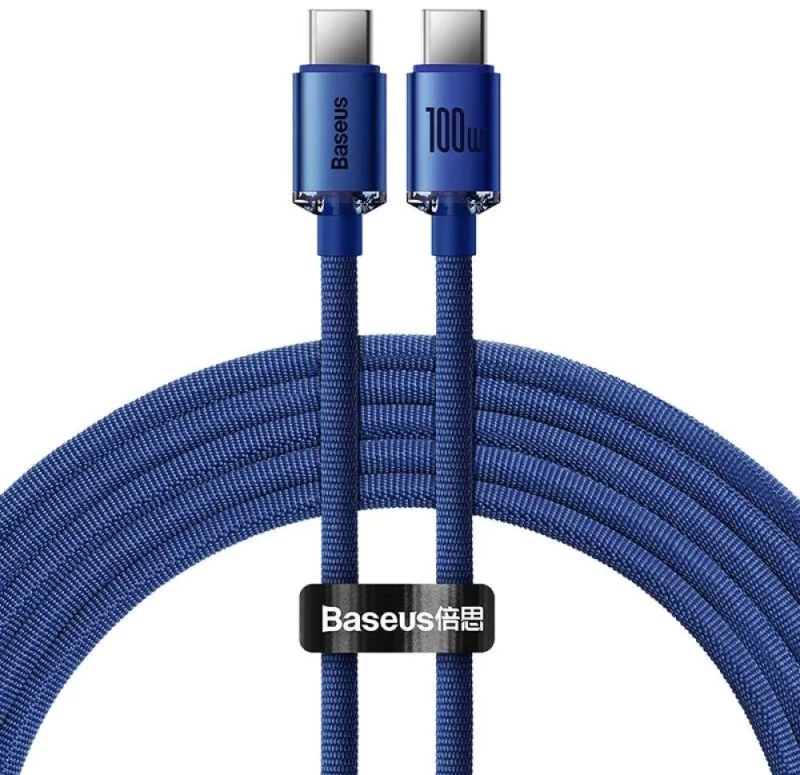 Cable BASEUS Crystal Shine USB-C a USB-C 100W 1.2M Azul