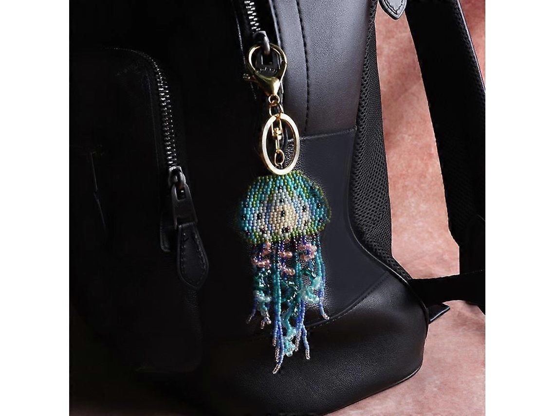 Llavero con borla de medusa, bonito colgante decorativo para bolso, llavero creativo hecho a mano con cuentas de Rosewell