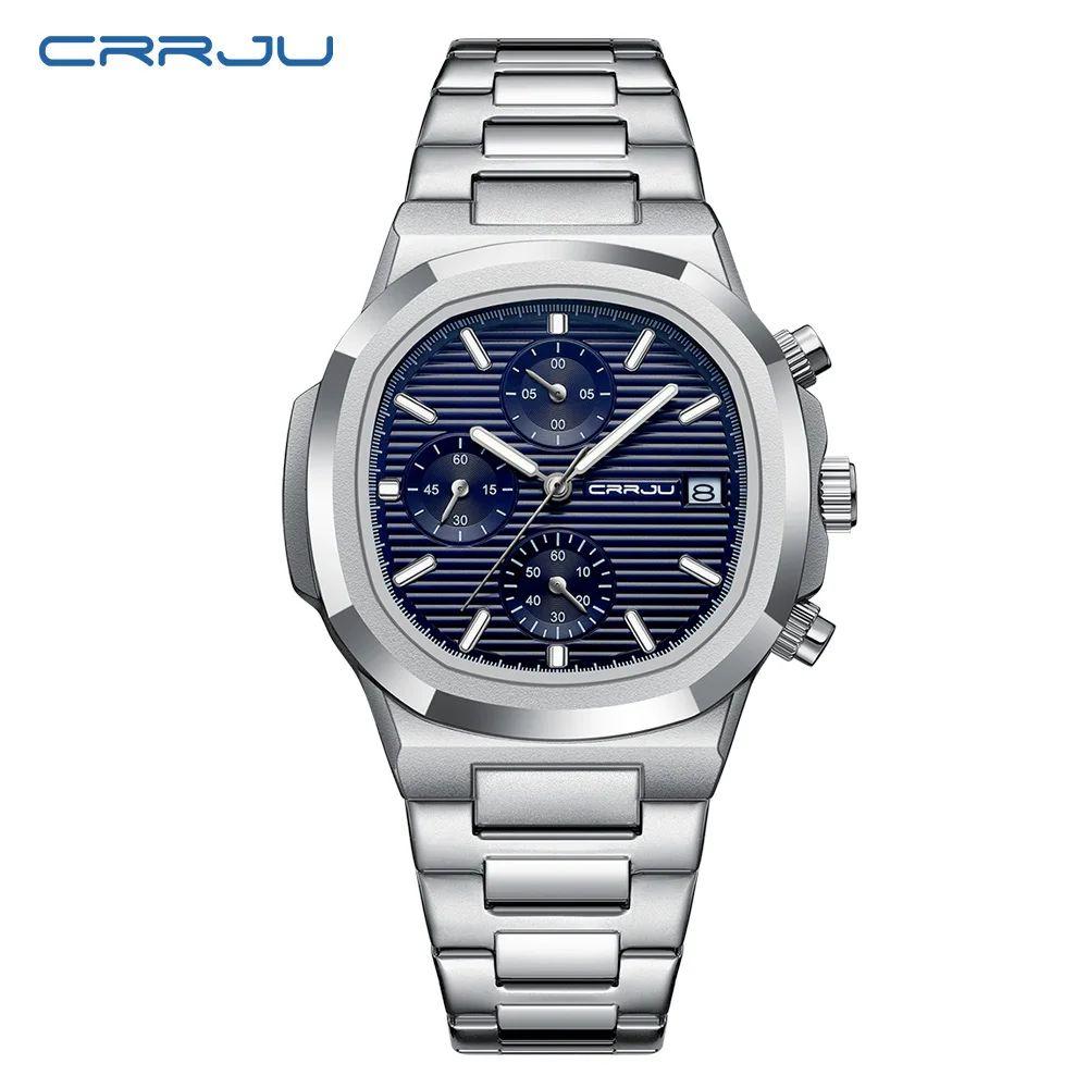 Reloj Cronógrafo Deportivo De Acero Inoxidable Resistente Al Agua Para Hombre (azul Plateado)