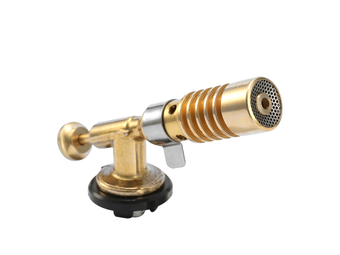 Soplete multifuncional de latón para altas temperaturas, ideal para uso en exteriores, soldadura, cocina y acampada.