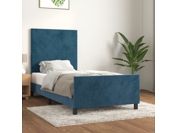 Estructura De Cama Sin Colchón Terciopelo Azul Oscuro 100x200cm