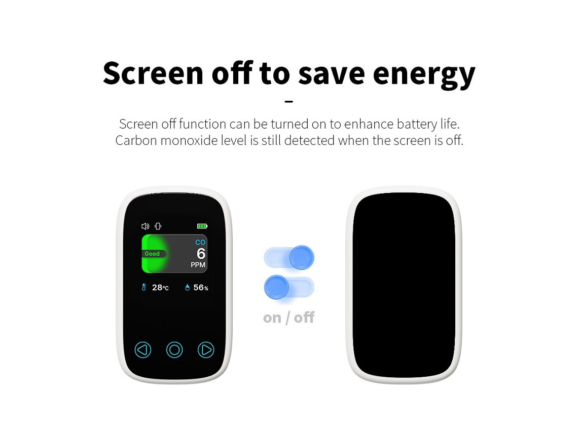 Detector De Calidad Del Aire 3 En 1 Con Sensor Ndir, Co, Temperatura Y Humedad, Pantalla Tft Lcd Con Brillo Ajustable Y Calibración