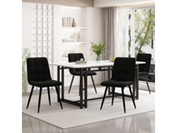 Mesa 140cm 4 Sillas Terciopelo Negro Negra