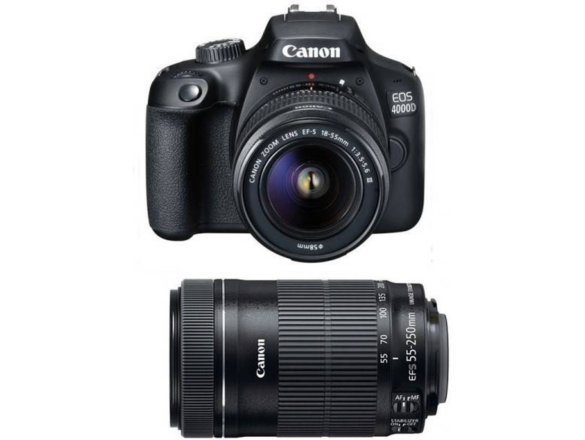 Kit Cámara Réflex CANON EOS 4000DEF-S 18-55 MM F3.5-5.6 III + EF-S 55-250mm F4-5.6 IS STM