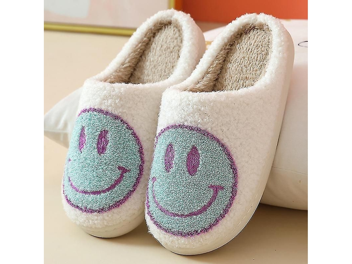 Pantuflas De Felpa Suave Con Carita Sonriente Para Parejas: Cómodas Y Cálidas Para El Invierno.
