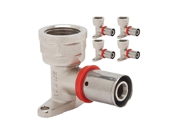 5 X Codo Hembra Con Soporte 3/4 Para Tubo Multicapa 25 Mm Uso Con Maquina Prensadora, Gris